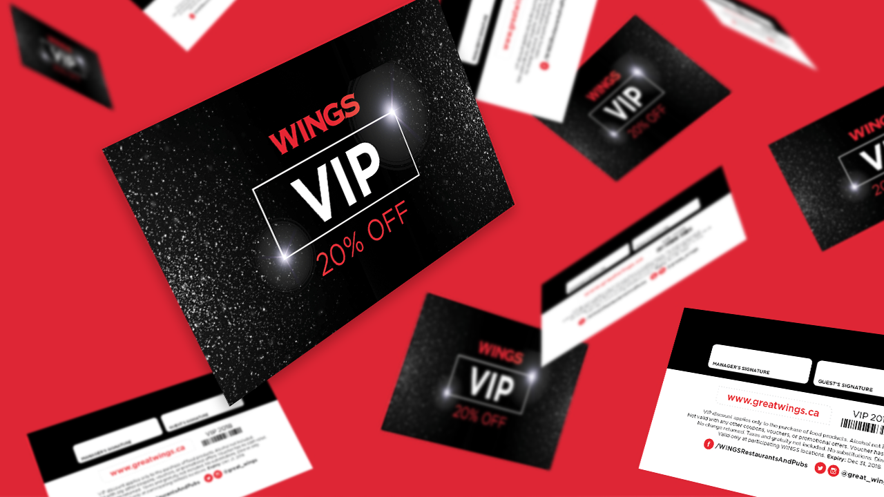 WINGS Restaurant & Pubs - VIP Card Design