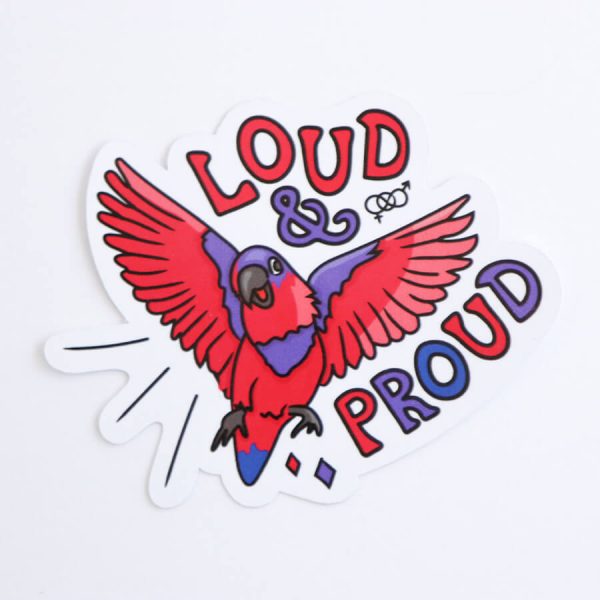 Loud & Proud (Bisexual) Sticker | Birdseye View (Top) | Ash Robertson Design