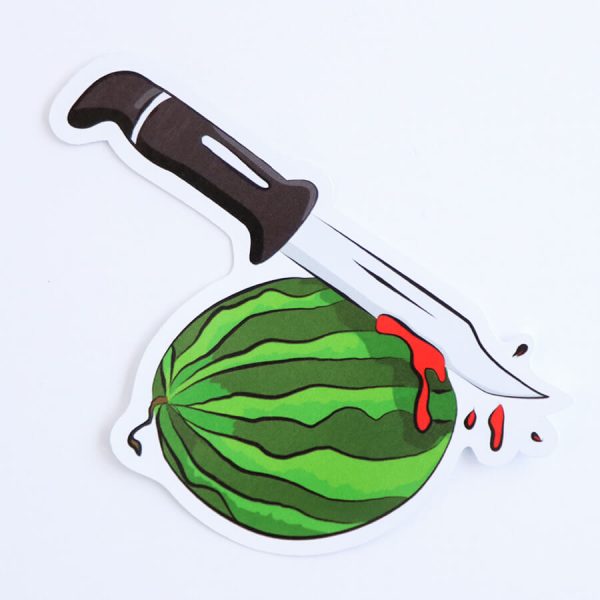 Watermelon Slasher Sticker | Birdseye View (Top) | Ash Robertson Design