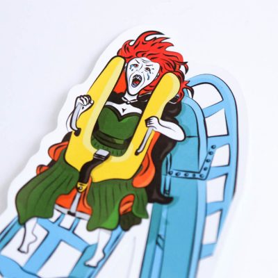 Banshee Rollercoaster Sticker | Zooming In Side Angle | Ash Robertson Design