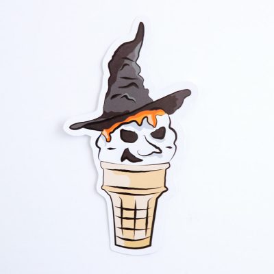 Ice Cream Witch (Vanilla) Sticker | Birdseye View (Top) | Ash Robertson Design